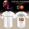 Stevie Wonder Songs in the Key of Life Performances 50th Anniversary Signed White Baseball Jersey, Music Fan Baseball Jersey