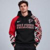 Atlanta Falcons NFL Aztec Inspired Colorblock Hoodie With Asymmetric Sleeves And Bold Team Lettering, NFL Trending Shirt