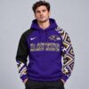Baltimore Ravens NFL Aztec Inspired Colorblock Hoodie With Asymmetric Sleeves And Bold Team Lettering, NFL Trending Shirt
