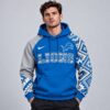 Detroit Lions NFL Aztec Inspired Colorblock Hoodie With Asymmetric Sleeves And Bold Team Lettering, NFL Trending Shirt