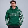 New York Jets NFL Aztec Inspired Colorblock Hoodie With Asymmetric Sleeves And Bold Team Lettering, NFL Trending Shirt