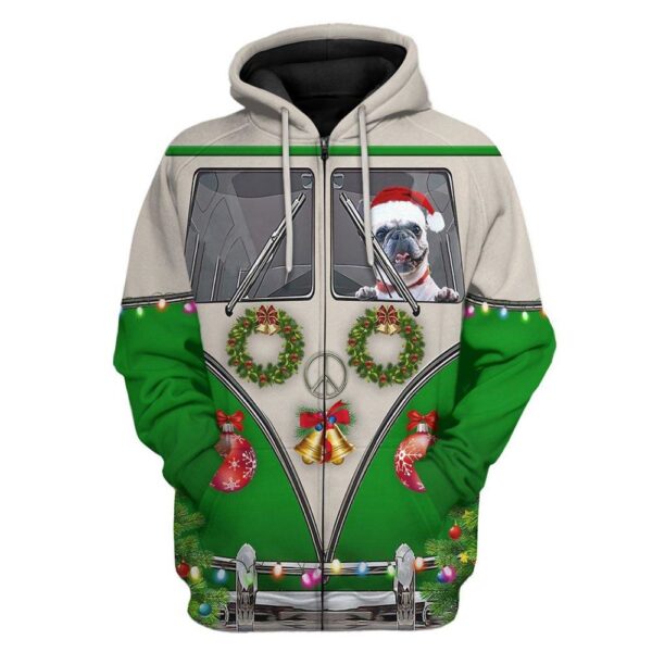 3d Bulldogs Drive Hippie Cars At Christmas Custom Tshirt Apparel