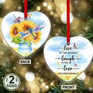 Dragonfly Live In The Moment Ceramic Ornament 1