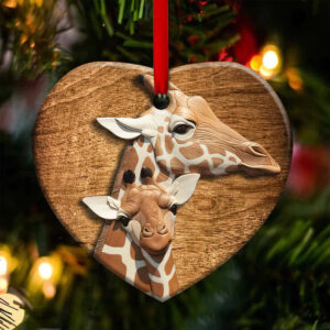 Giraffe Mom And Baby Ceramic Ornament 1