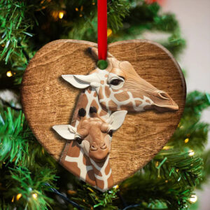 Giraffe Mom And Baby Ceramic Ornament 2
