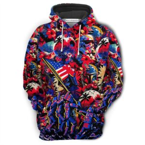 Independence Day Special Star Wars Synthwave Tropical Style  Movie 3D Hoodie