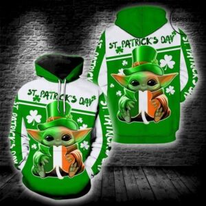 Irish Saint Patricks Day Baby Yoda Color Full Awesome 3d Hoodie