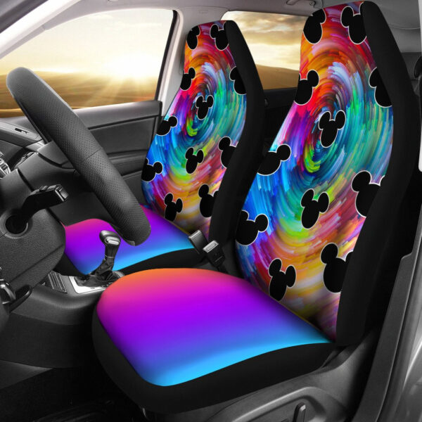Mickey Patterns Rainbow Spiral Car Seat Covers