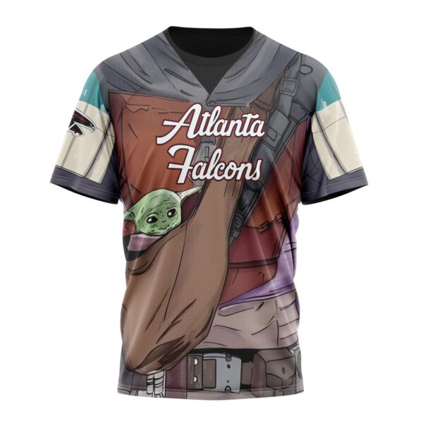 NFL Atlanta Falcons Custom Name Number Mandalorian And Baby Yoda T-Shirt