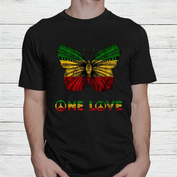 One Love Rasta Butterfly Reggae Hippie Rastafari Roots Shirt