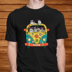 Peace Sign Hippie Van Cat Lovers Gift Idea Shirt 1