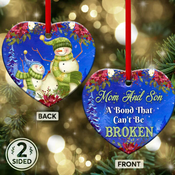 Snowman Mom And Son Ceramic Ornament