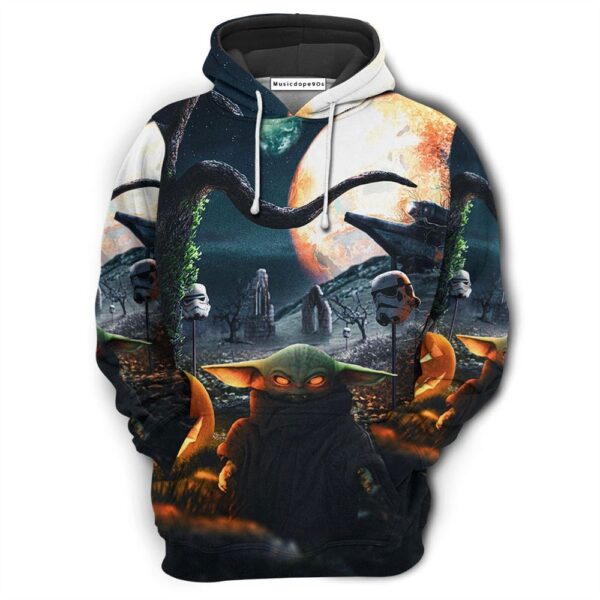 Starwars Halloween Baby Yoda Let Go Baby  Movie 3D Hoodie