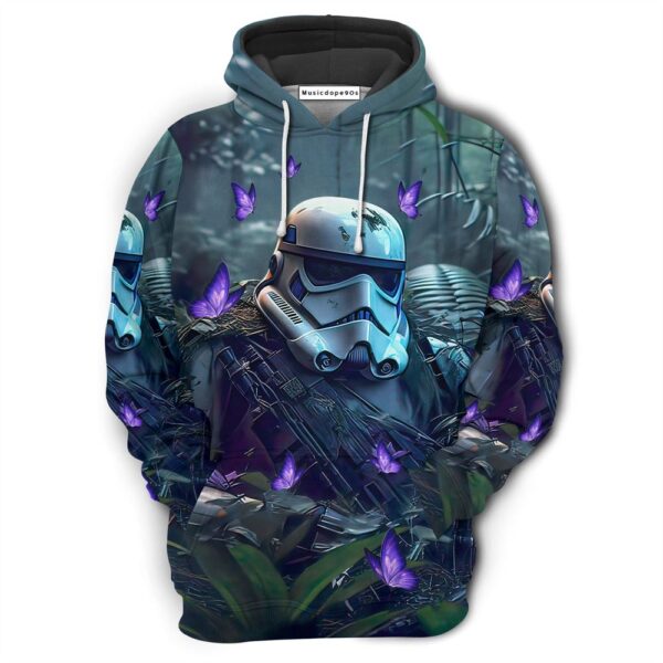 Starwars Stormtrooper In The Jungle With Purple Flowers  Movie 3D Hoodie