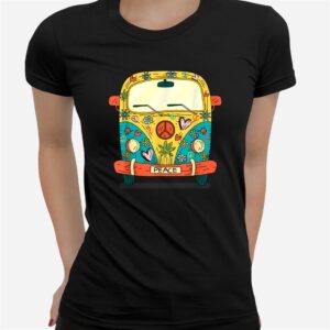 Vintage Hippie Van Flower Bus With Peace Sign Gift 60s 70s Shirt 1