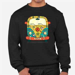 Vintage Hippie Van Flower Bus With Peace Sign Gift 60s 70s Shirt 2