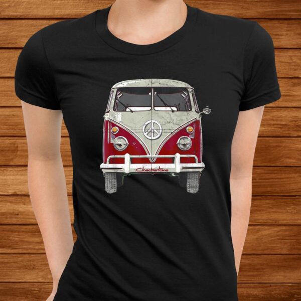 Vintage960s Hippie Red Micro Bus Van Surf Wagon Shirt