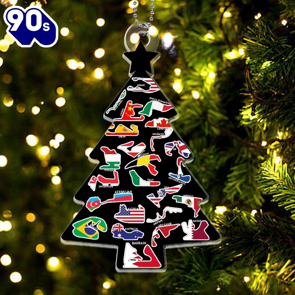 2024 Formula 1 Season Racing Tracks with Country Flags Christmas Ornament 2024 Formula 1 Season Racing Tracks with Country Flags Christmas Ornament
