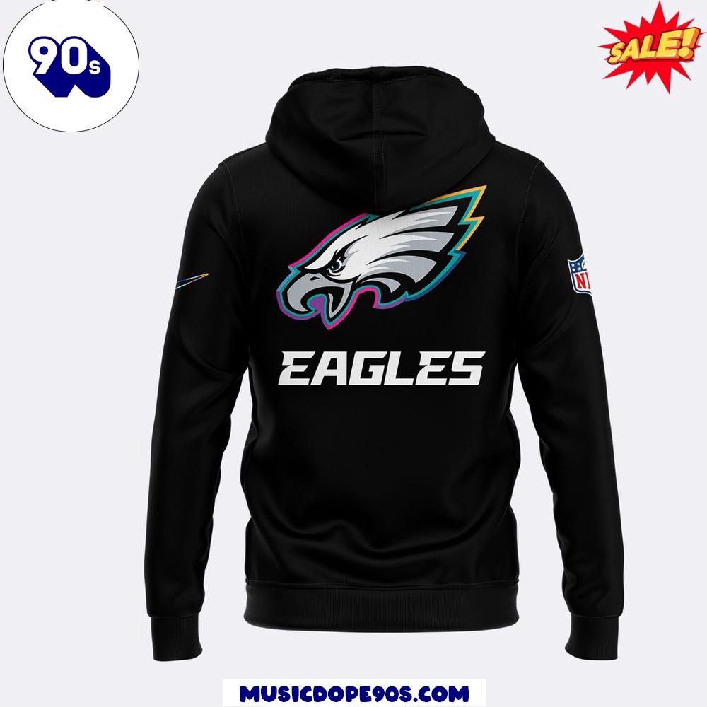 2024 Philadelphia Eagles Crucial Catch Intercept Cancer Black Hoodie 2024 Philadelphia Eagles Crucial Catch Intercept Cancer Black Hoodie