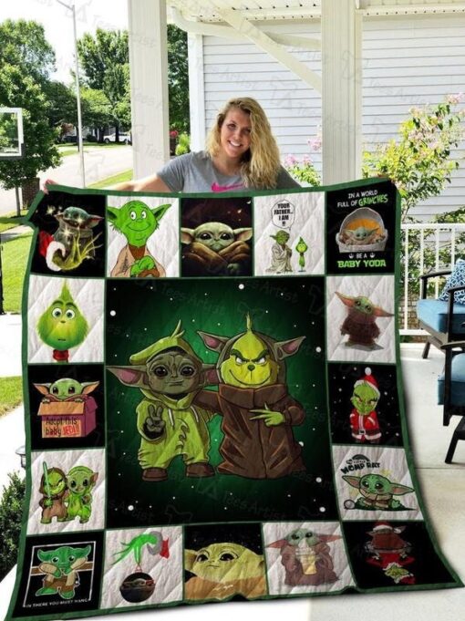 Baby Yoda And Grinch Christmas Blanket Baby Yoda And Grinch Christmas Blanket