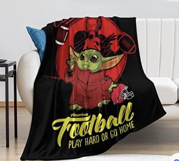 Baby Yoda Flannel Football Throw Blanket All Seasons Super Baby Yoda Flannel Football Throw Blanket All Seasons Super