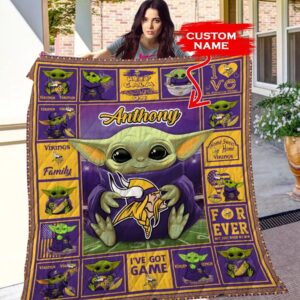 Baby Yoda Minnesota Vikings Quilt…