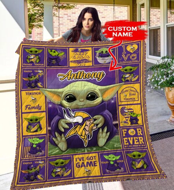 Baby Yoda Minnesota Vikings Quilt Baby Yoda Minnesota Vikings Blanket