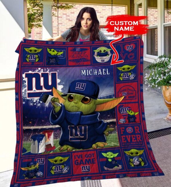 Baby Yoda New York Giants Custom Name New York Giants Bedding Quilt S