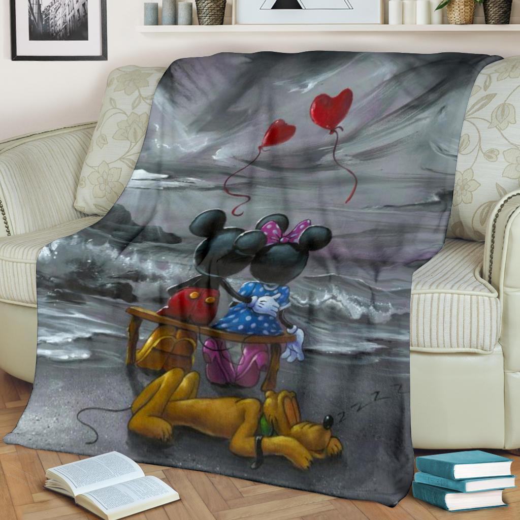 Balloon Mickey And Minnie In Love Fleece Blanket Fans Balloon Mickey And Minnie In Love Fleece Blanket Fans