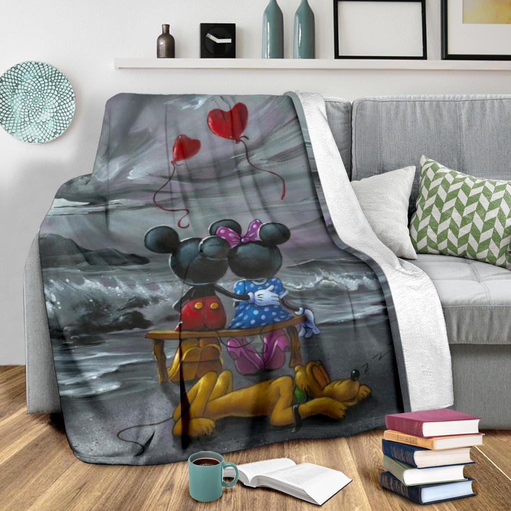 Balloon Mickey And Minnie In Love Fleece Blanket Fans Balloon Mickey And Minnie In Love Fleece Blanket Fans