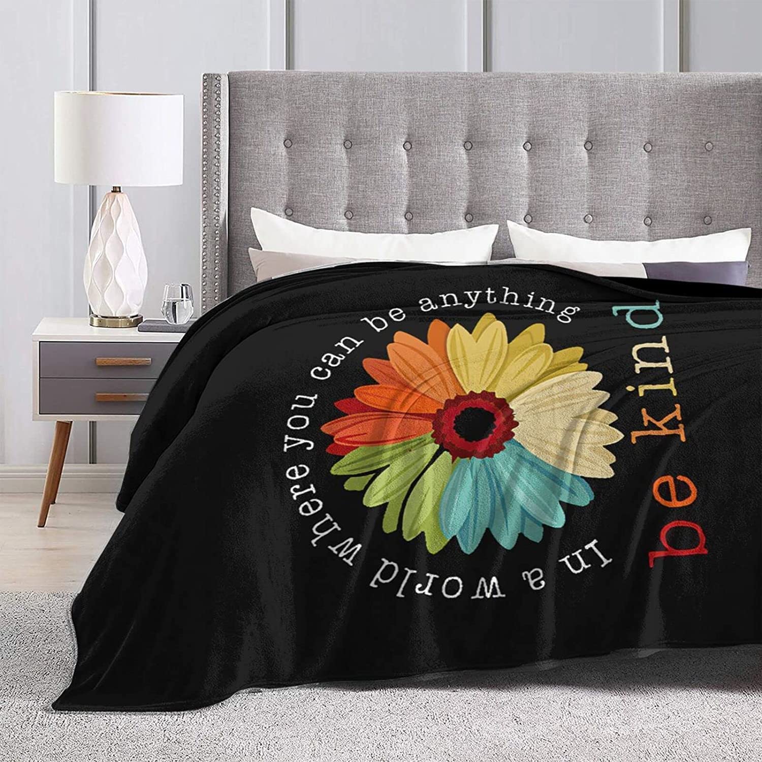 Be Kind Bed Blanket Soft Flannel Fleece Blanket For Lgbt, Bekind Flower Blankets For Gay Friend, Lesbian Black Pride Blanket Be Kind Bed Blanket Soft Flannel Fleece Blanket For Lgbt, Bekind Flower Blankets For Gay Friend, Lesbian Black Pride Blanket