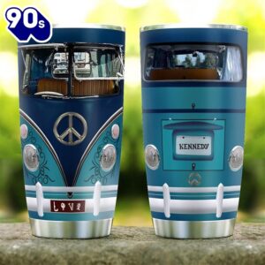 Blue Retro Hippie Van Personalized…