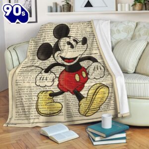 Book Page Mickey Disney Fleece…