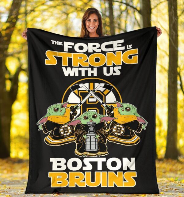 Boston Bruins Baby Yoda Fleece Blanket The Force Strong