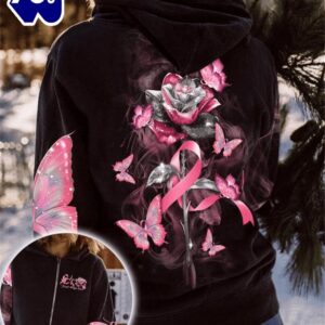 Breast Cancer Awareness 3D All Over Print Shirts Pink Ribbon Butterfly Rose