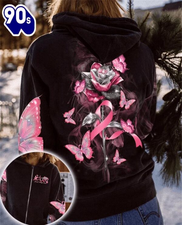 Breast Cancer Awareness 3D All Over Print Shirts Pink Ribbon Butterfly Rose
