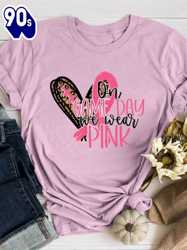 Breast Cancer Football Leopard On Game Day We Wear Pink – Breast Cancer Awareness Shirt