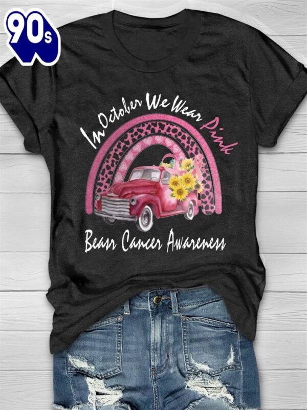 Breast Cancer In October We Wear Pink Rainbow Vintage – Breast Cancer Awareness Shirt