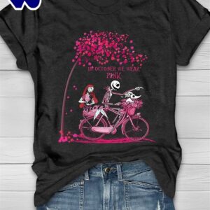 Breast Cancer Jack Skellington Family – Breast Cancer Awareness Shirt