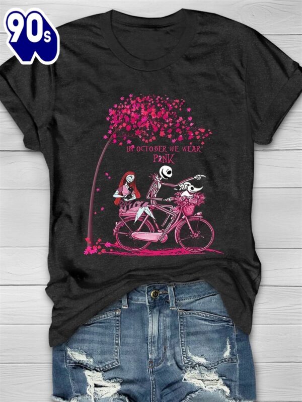 Breast Cancer Jack Skellington Family – Breast Cancer Awareness Shirt