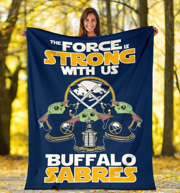 Buffalo Sabres Baby Yoda Fleece Blanket The Force Strong
