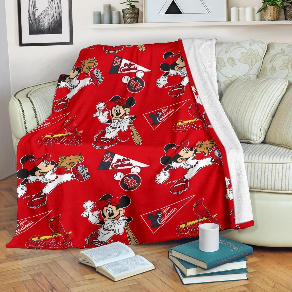 Cardinals Mickey Fleece Blanket For Baseball Fan Cardinals Mickey Fleece Blanket For Baseball Fan