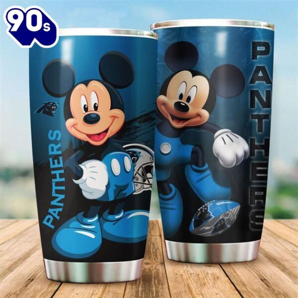 Carolina Panthers NFL And Mickey Mouse Disney Football Teams Big Logo Gift For Fan Travel Tumbler