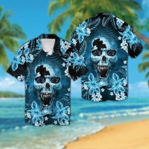 Carolina Panthersskull Short Sleeve Button…