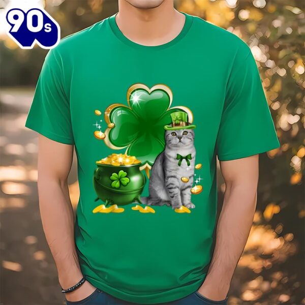 Cat Shamrock St Patricks Day Cat Irish T-Shirt
