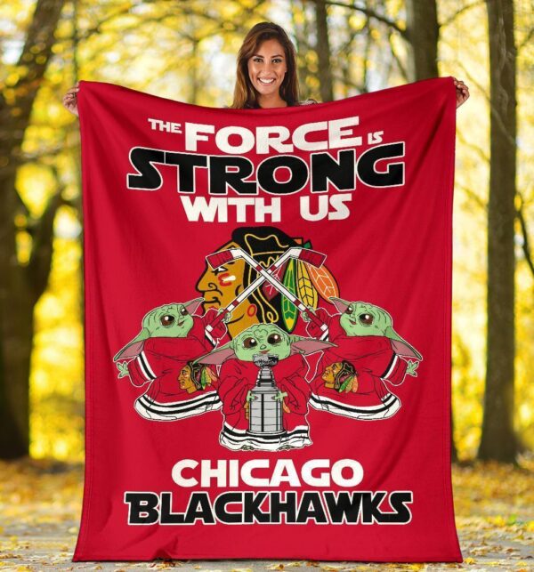 Chicago Blackhawks Baby Yoda Fleece Blanket The Force Is Strong
