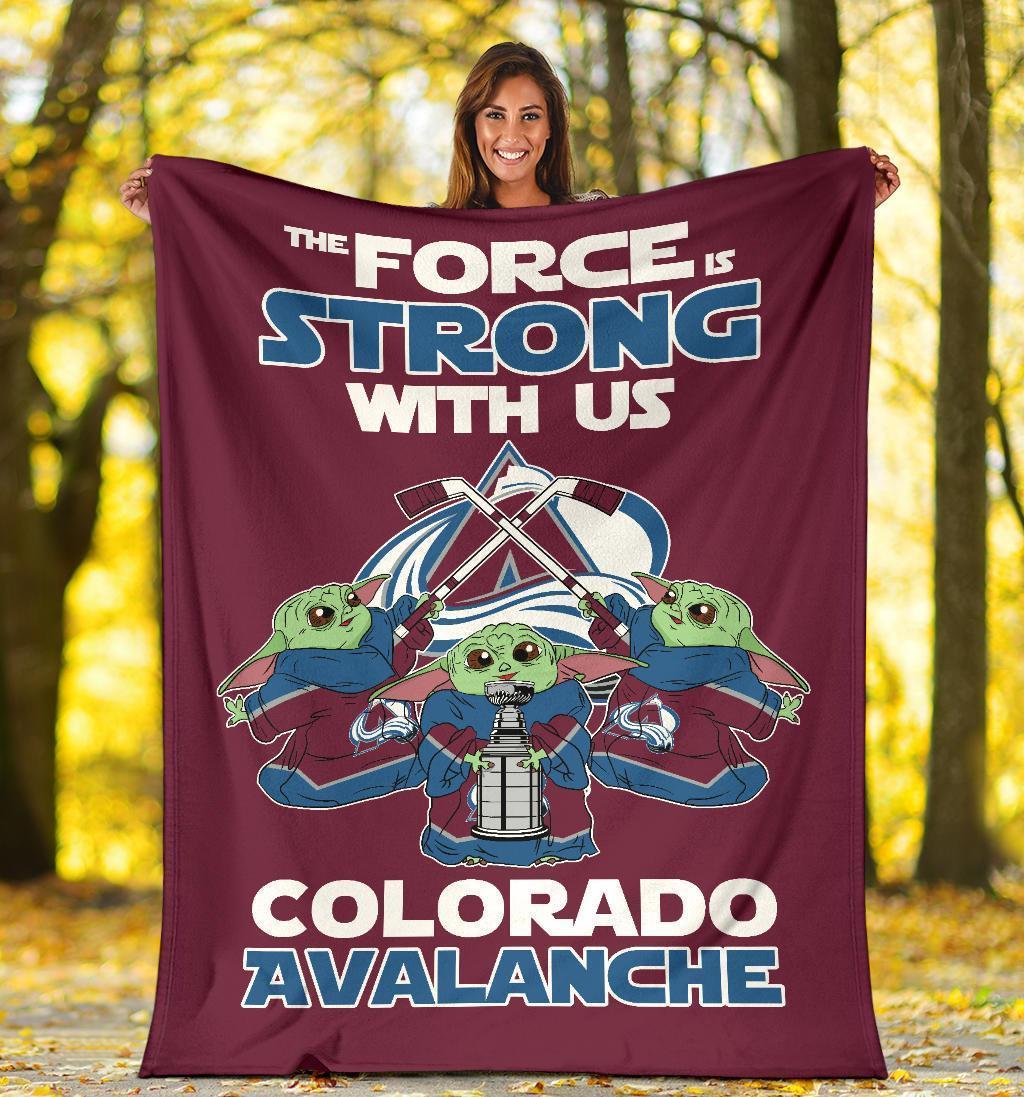 Colorado Avalanche Baby Yoda Fleece Blanket The Force Strong Colorado Avalanche Baby Yoda Fleece Blanket The Force Strong