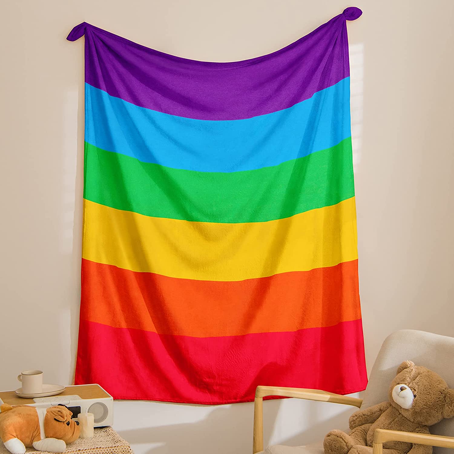 Colorful Stripes Rainbow Blanket Lgbt, Rainbow Fleece Soft Lightweight Big Blanket For Lgbt Colorful Stripes Rainbow Blanket Lgbt, Rainbow Fleece Soft Lightweight Big Blanket For Lgbt