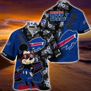 Cool Mickey Mouse Buffalo Bills Hawaiian Shirt Gift For Disney Lovers, NFL Hawaiian Shirt
