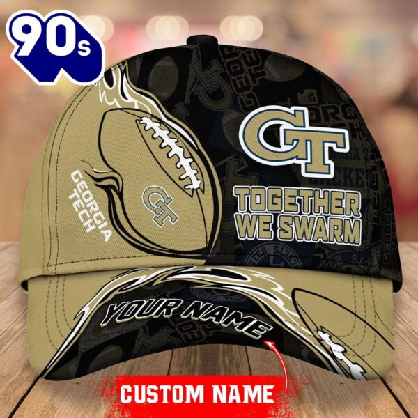 Custom Georgia Tech Yellow Jackets Unisex Adults Adjustable Snapback Sportswear  NCAA Cap
